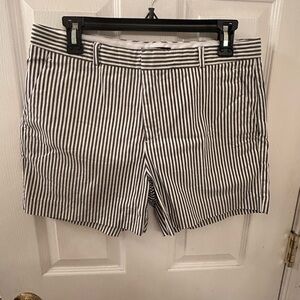 Banana Republic Navy & White Striped Bermuda Shorts
